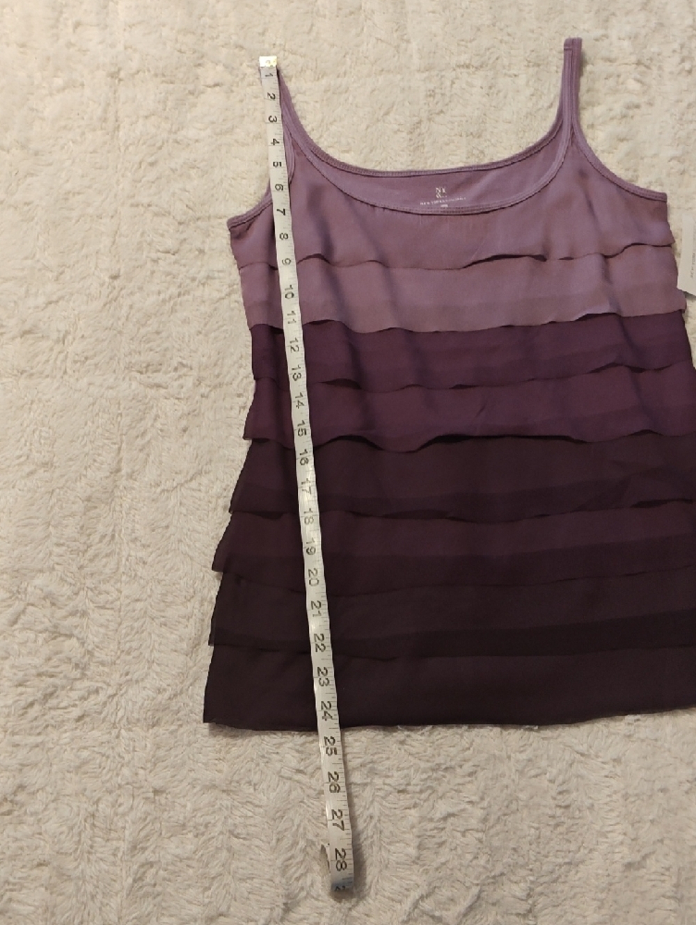 NWT New York & Company Lavender to Plum Ombre Tiered Ruffle Camisole - Picture 4 of 6
